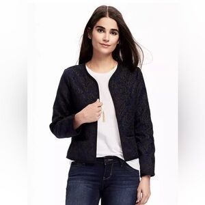 Old Navy black & blue Brocade bolero jacket